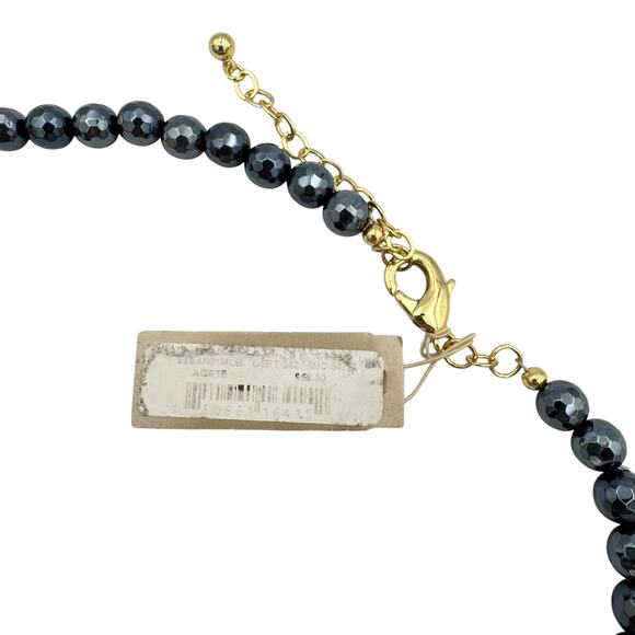 Barse NWT Agate Blue Ornate Gray Oval Stones Gold Tone Short Statement Necklace - Picture 6 of 9